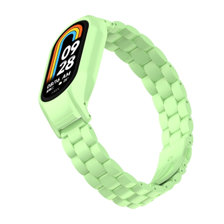 For Xiaomi Mi Band 8 Integrated Metal Case + Three-bead Watch Band(Matcha Green) - Smart Wear by PMC Jewellery | Online Shopping South Africa | PMC Jewellery