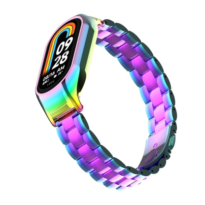 For Xiaomi Mi Band 8 Integrated Metal Case + Three-bead Watch Band(Colorful) - Smart Wear by PMC Jewellery | Online Shopping South Africa | PMC Jewellery