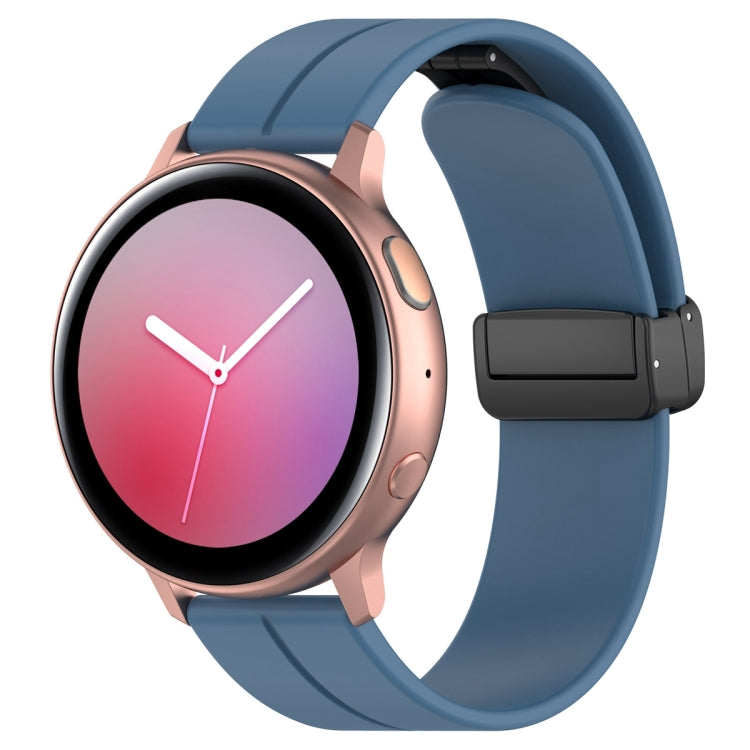 20mm Universal Flat Head Groove Folding Black Buckle Silicone Watch Band(Blue) - Smart Wear by PMC TechLife | Online Shopping South Africa | PMC TechLife