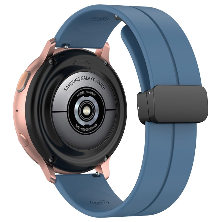 22mm Universal Flat Head Groove Folding Black Buckle Silicone Watch Band(Blue) - Smart Wear by PMC TechLife | Online Shopping South Africa | PMC TechLife