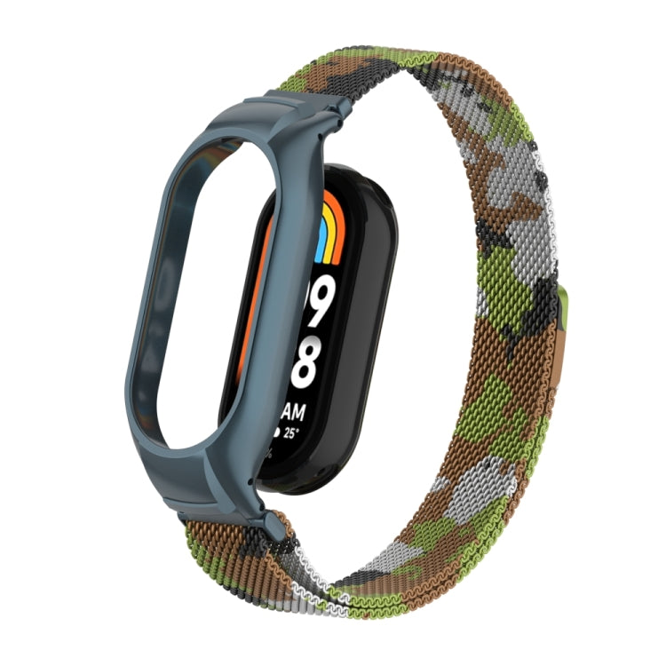 For Xiaomi Mi Band 8 Integrated Metal Case + Milanese Magnetic Watch Band(Grass Green) - Smart Wear by PMC Jewellery | Online Shopping South Africa | PMC Jewellery