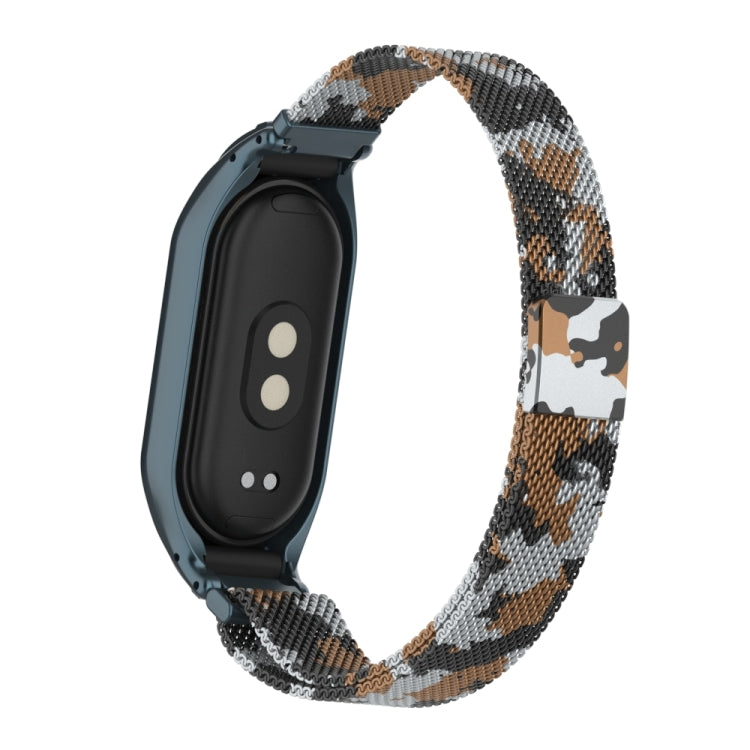 For Xiaomi Mi Band 8 Integrated Metal Case + Milanese Magnetic Watch Band(Brown) - Smart Wear by PMC Jewellery | Online Shopping South Africa | PMC Jewellery
