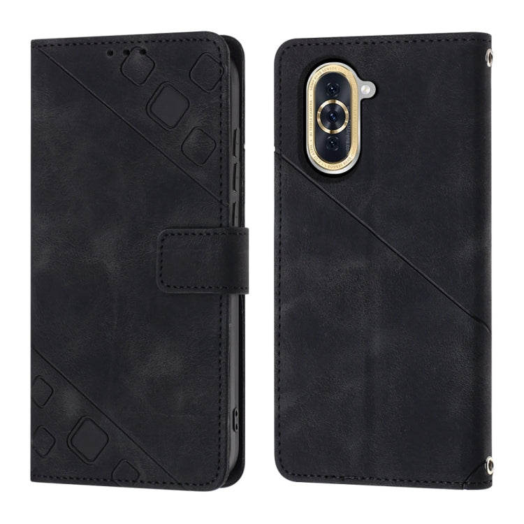 For Huawei nova 10 Skin-feel Embossed Leather Phone Case(Black) - Huawei Cases by PMC Jewellery | Online Shopping South Africa | PMC Jewellery