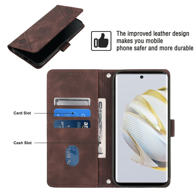 For Huawei nova 10 Skin-feel Embossed Leather Phone Case(Brown) - free shipping - PMC TechLife - Order now!