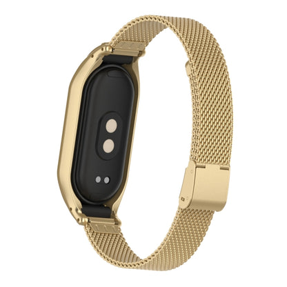 For Xiaomi Mi Band 8 Integrated Metal Case + Steel Mesh Buckle Watch Band(Retro Gold) - Smart Wear by PMC Jewellery | Online Shopping South Africa | PMC Jewellery