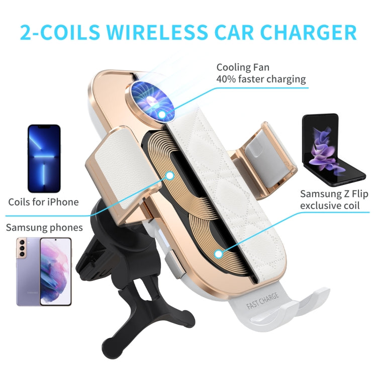 For Samsung Galaxy Z Flip4 / 3 C38 Fan Cooling Dual Coil Car Phone Holder Wireless Charger - Wireless Charger Holders by PMC Jewellery | Online Shopping South Africa | PMC Jewellery