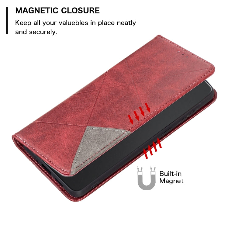 For Nokia C32 Rhombus Texture Magnetic Leather Phone Case(Red) - free shipping - PMC TechLife - Order now!