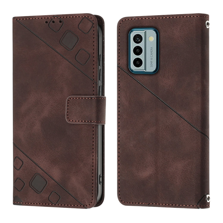 For Nokia G22 Skin-feel Embossed Leather Phone Case(Brown) - Nokia Cases by PMC Jewellery | Online Shopping South Africa | PMC Jewellery