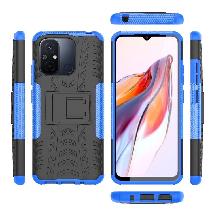 For Xiaomi Redmi 12C Tire Texture TPU + PC Phone Case with Holder(Blue) - free shipping - PMC TechLife - Order now!