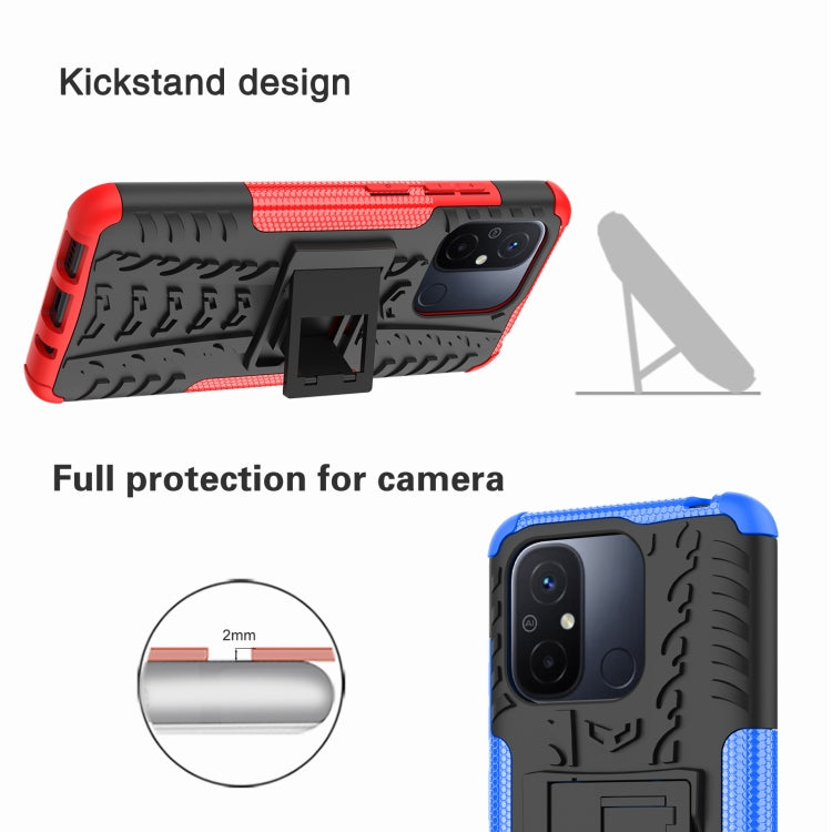 For Xiaomi Redmi 12C Tire Texture TPU + PC Phone Case with Holder(Blue) - free shipping - PMC TechLife - Order now!