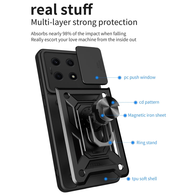 For Honor X8a 4G Sliding Camera Cover Design TPU + PC Phone Case(Black) - free shipping - PMC TechLife - Order now!