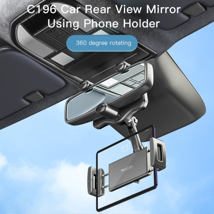 Yesido C196 Car Rearview Mirror Using Phone Holder(Black) - free shipping - PMC TechLife - Order now!