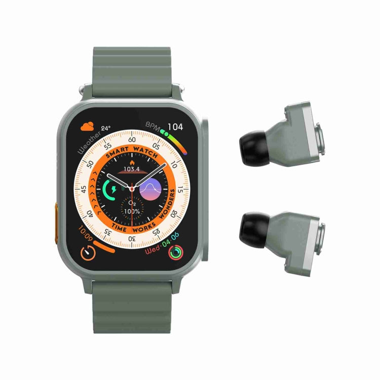 N22 2 in 1 1.96 inch HD Display Sport Bluetooth Call Earphone Smart Watch(Green) - Smart Wear by PMC Jewellery | Online Shopping South Africa | PMC Jewellery