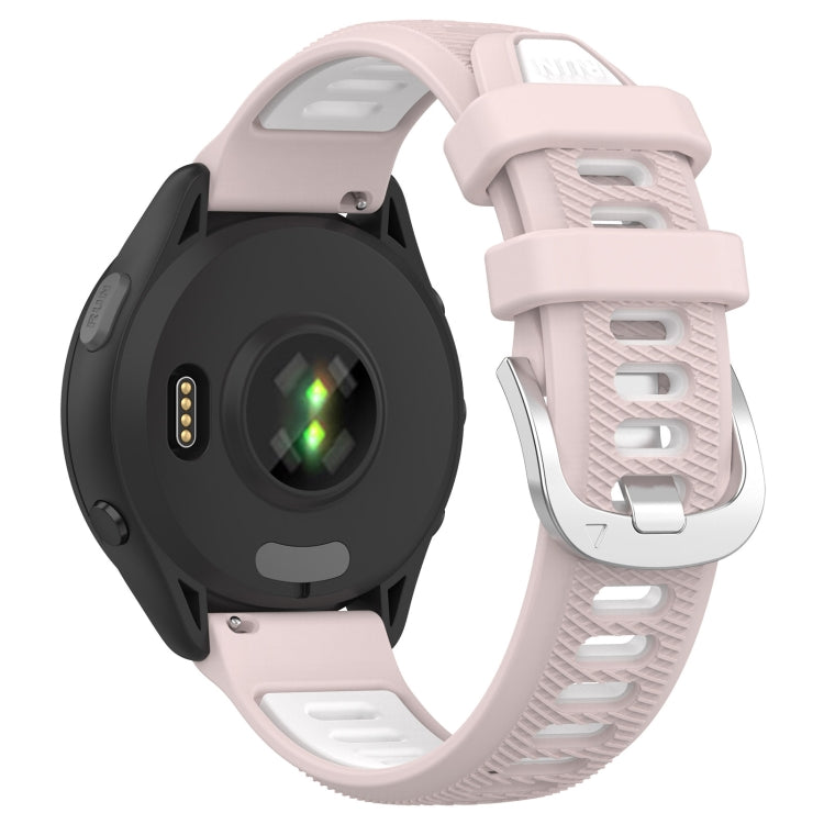 For Garmin Forerunner 265S 18mm Sports Two-Color Steel Buckle Silicone Watch Band(Pink+White) - Smart Wear by PMC Jewellery | Online Shopping South Africa | PMC Jewellery