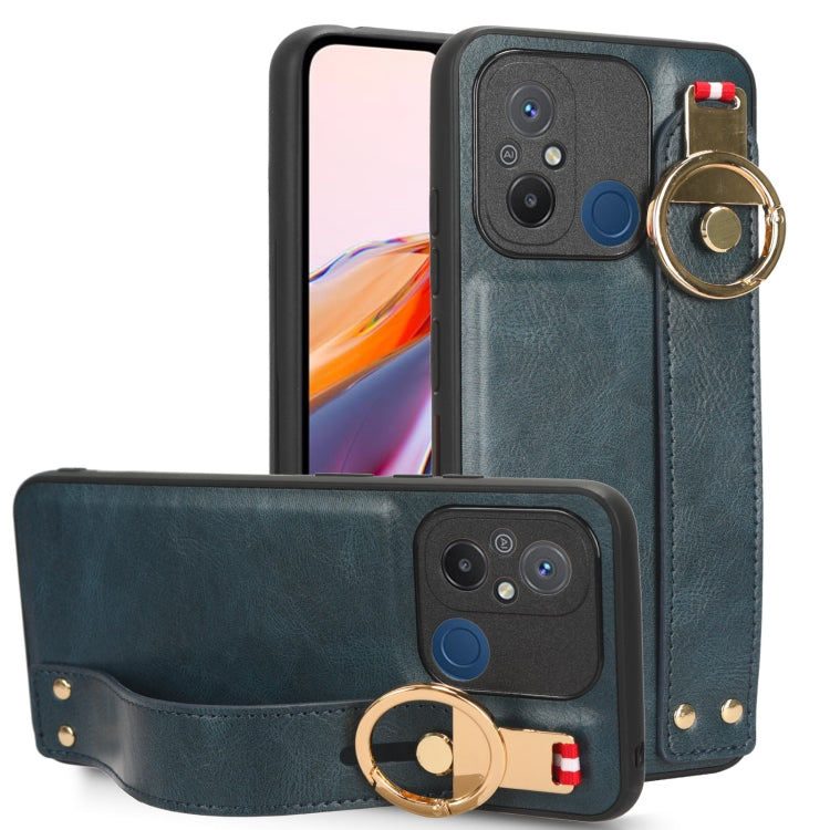 For Xiaomi Redmi 12C / Poco C55 Wristband Leather Back Phone Case(Blue) - free shipping - PMC TechLife - Order now!