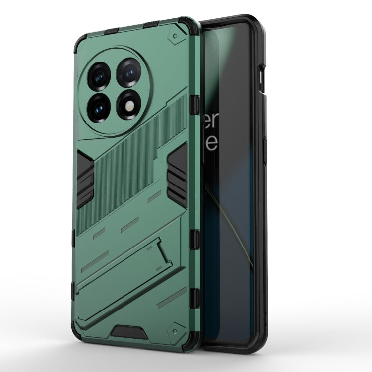 For OnePlus 11 5G Punk Armor 2 in 1 PC + TPU Shockproof Phone Case with Invisible Holder(Green) - OnePlus Cases by PMC TechLife | Online Shopping South Africa | PMC TechLife | Buy Now Pay Later Mobicred