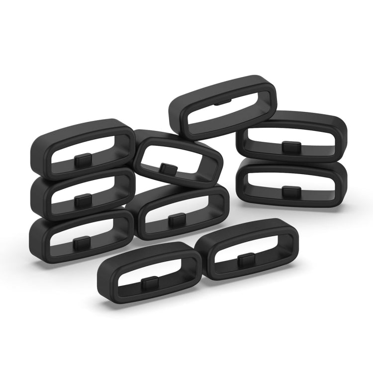 20mm 10pcs Universal Watch Band Fixed Silicone Ring Safety Buckle(Black) -  by PMC TechLife | Online Shopping South Africa | PMC TechLife