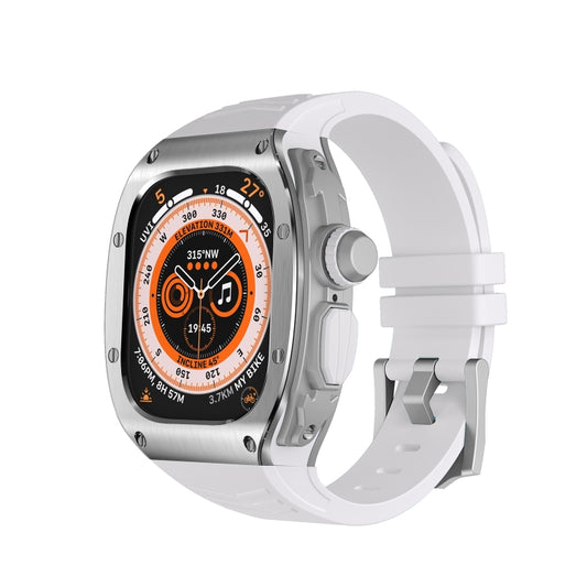 For Apple Watch Ultra 49mm Armor Stainless Steel Case TPU Watch Band(Silver White) - Watch Bands by PMC Jewellery | Online Shopping South Africa | PMC Jewellery