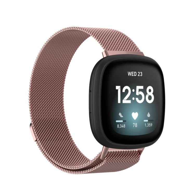 For Fitbit Versa 4 Milanese Magnetic Metal Weave Watchband, Small Size(Pink) - Watch Bands by PMC Jewellery | Online Shopping South Africa | PMC Jewellery