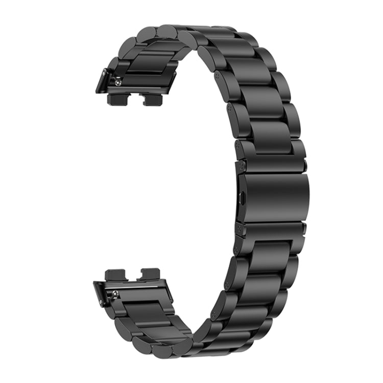 For Huawei Band 8 16mm Three Strains Metal Replacement Watch Band(Black) -  by PMC TechLife | Online Shopping South Africa | PMC TechLife