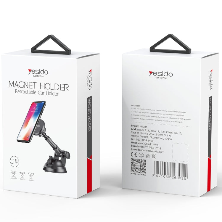 Yesido C41 Car Windshield Telescopic Suction Cup Magnetic Phone Holder(Black) - Universal Car Holders by Yesido | Online Shopping South Africa | PMC TechLife | Buy Now Pay Later Mobicred