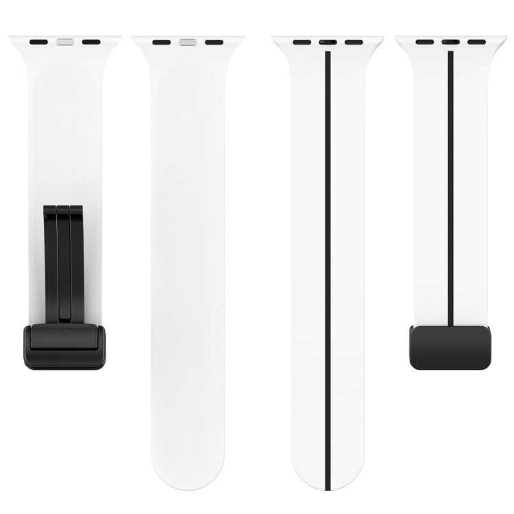 Two Color Folding Buckle Silicone Watch Band For Apple Watch 8 41mm(White+Black) - Watch Bands by PMC TechLife | Online Shopping South Africa | PMC TechLife