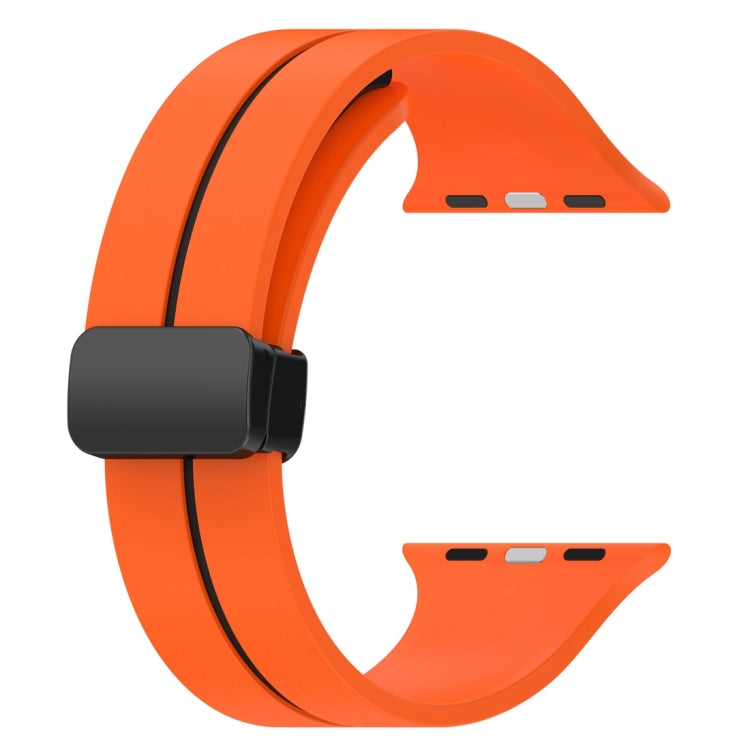 Two Color Folding Buckle Silicone Watch Band For Apple Watch 8 41mm(Orange+Black) - Watch Bands by PMC Jewellery | Online Shopping South Africa | PMC Jewellery