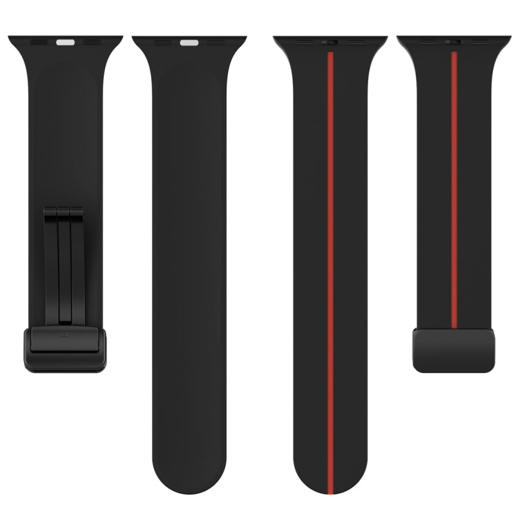 Two Color Folding Buckle Silicone Watch Band For Apple Watch 8 41mm(Black+Red) -  by PMC TechLife | Online Shopping South Africa | PMC TechLife
