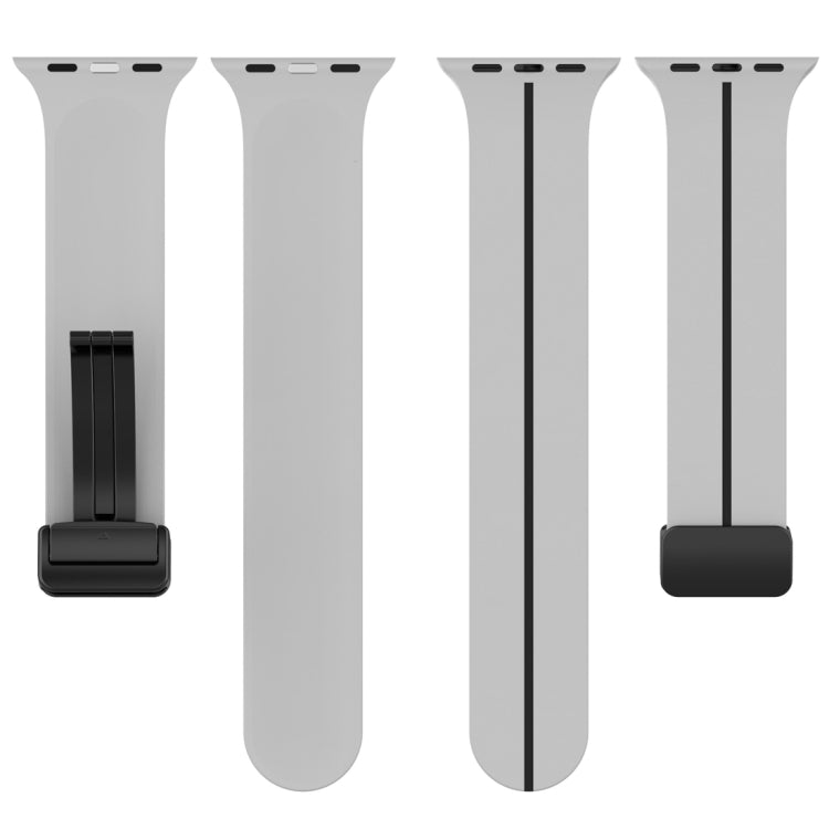Two Color Folding Buckle Silicone Watch Band For Apple Watch 8 41mm(Light Grey+Black) -  by PMC TechLife | Online Shopping South Africa | PMC TechLife