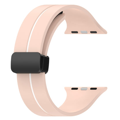 Two Color Folding Buckle Silicone Watch Band For Apple Watch 8 45mm(Pink+White) -  by PMC Jewellery | Online Shopping South Africa | PMC Jewellery