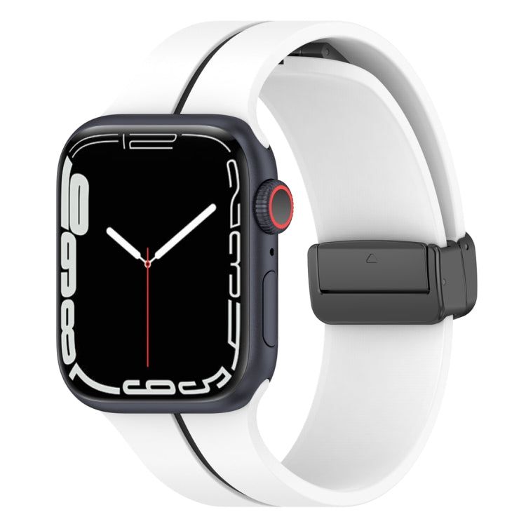 Two Color Folding Buckle Silicone Watch Band For Apple Watch 7 41mm(White+Black) -  by PMC TechLife | Online Shopping South Africa | PMC TechLife