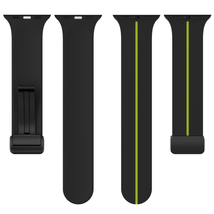 Two Color Folding Buckle Silicone Watch Band For Apple Watch 7 41mm(Black+Lime) -  by PMC TechLife | Online Shopping South Africa | PMC TechLife