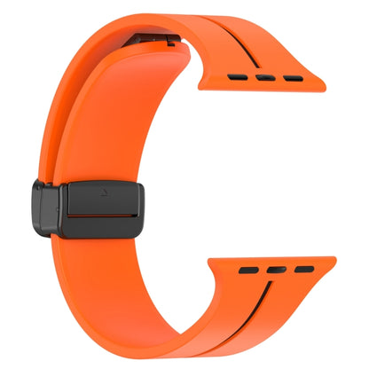 Two Color Folding Buckle Silicone Watch Band For Apple Watch 7 45mm(Orange+Black) -  by PMC Jewellery | Online Shopping South Africa | PMC Jewellery