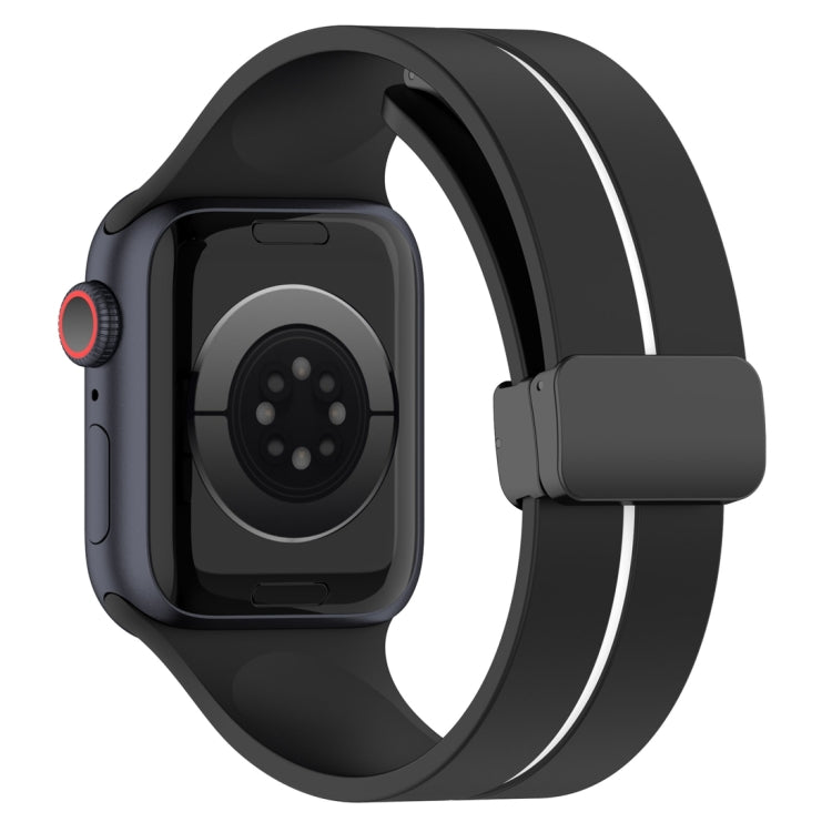 Two Color Folding Buckle Silicone Watch Band For Apple Watch SE 44mm(Black+White) -  by PMC TechLife | Online Shopping South Africa | PMC TechLife