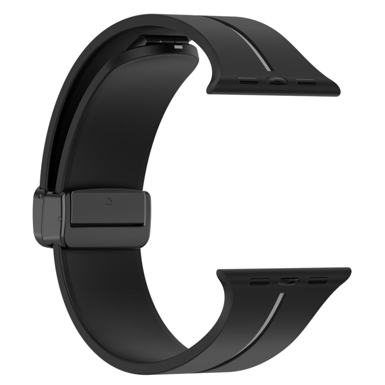Two Color Folding Buckle Silicone Watch Band For Apple Watch SE 44mm(Black+Grey) -  by PMC TechLife | Online Shopping South Africa | PMC TechLife
