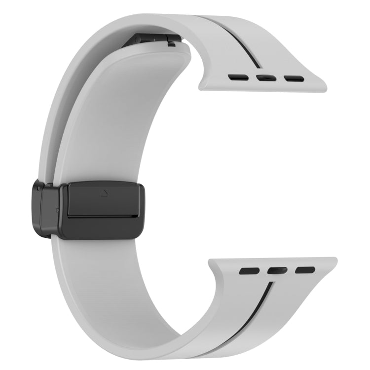 Two Color Folding Buckle Silicone Watch Band For Apple Watch 6 44mm(Light Grey+Black) -  by PMC TechLife | Online Shopping South Africa | PMC TechLife