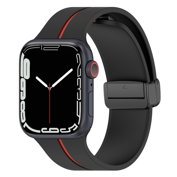 Two Color Folding Buckle Silicone Watch Band For Apple Watch 5 40mm(Black+Red) -  by PMC TechLife | Online Shopping South Africa | PMC TechLife
