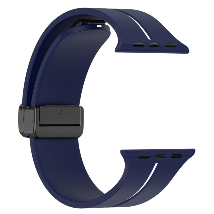 Two Color Folding Buckle Silicone Watch Band For Apple Watch 5 40mm(Midnight Blue+White) - Watch Bands by PMC TechLife | Online Shopping South Africa | PMC TechLife