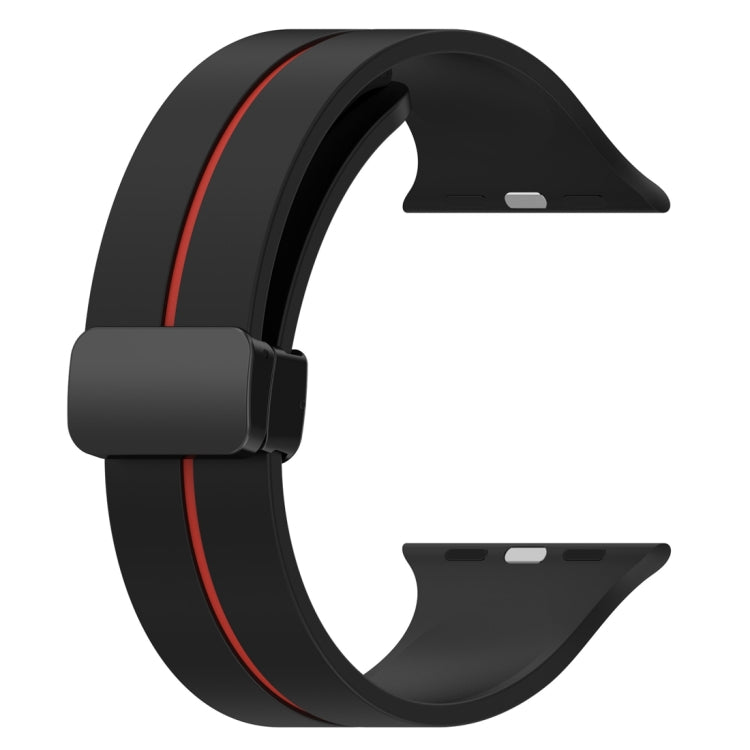 Two Color Folding Buckle Silicone Watch Band For Apple Watch 5 44mm(Black+Red) -  by PMC Jewellery | Online Shopping South Africa | PMC Jewellery