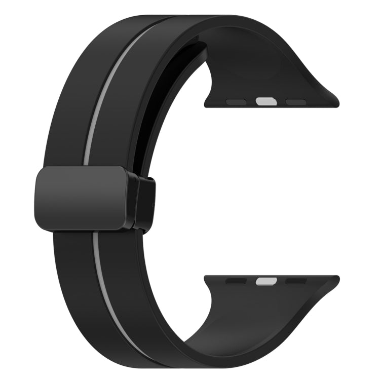 Two Color Folding Buckle Silicone Watch Band For Apple Watch 4 40mm(Black+Grey) -  by PMC TechLife | Online Shopping South Africa | PMC TechLife