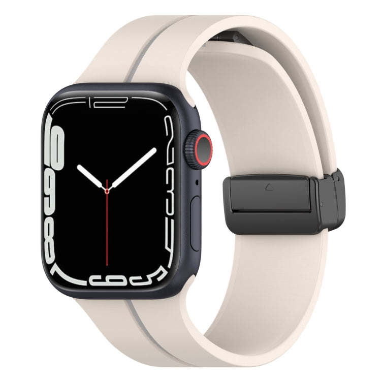 Two Color Folding Buckle Silicone Watch Band For Apple Watch 4 40mm(Starlight+Grey) -  by PMC TechLife | Online Shopping South Africa | PMC TechLife