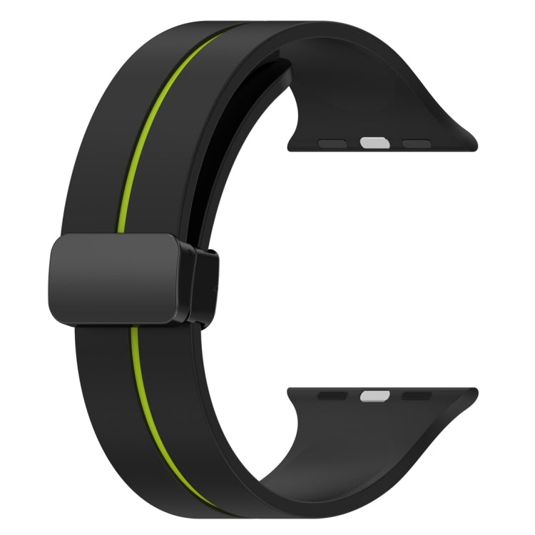 Two Color Folding Buckle Silicone Watch Band For Apple Watch 4 44mm(Black+Lime) -  by PMC TechLife | Online Shopping South Africa | PMC TechLife