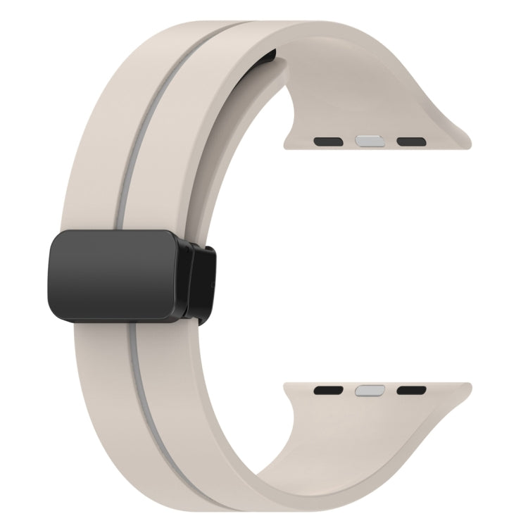 Two Color Folding Buckle Silicone Watch Band For Apple Watch 4 44mm(Starlight+Grey) -  by PMC TechLife | Online Shopping South Africa | PMC TechLife