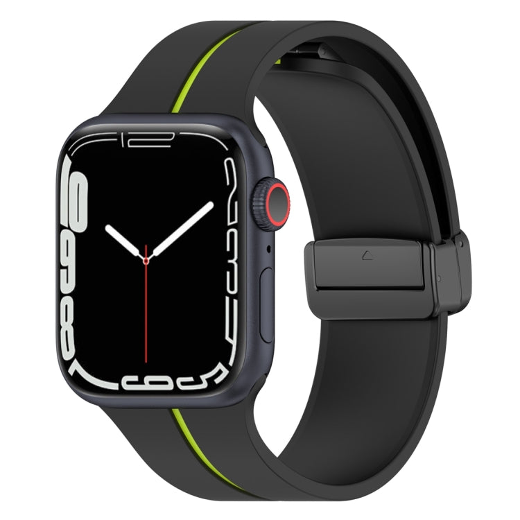Two Color Folding Buckle Silicone Watch Band For Apple Watch 3 38mm(Black+Lime) -  by PMC TechLife | Online Shopping South Africa | PMC TechLife