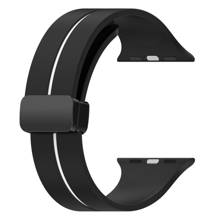 Two Color Folding Buckle Silicone Watch Band For Apple Watch 3 42mm(Black+White) -  by PMC TechLife | Online Shopping South Africa | PMC TechLife