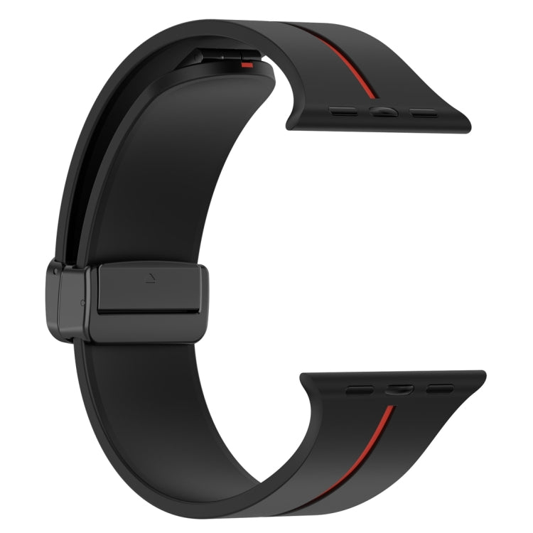 Two Color Folding Buckle Silicone Watch Band For Apple Watch 3 42mm(Black+Red) -  by PMC Jewellery | Online Shopping South Africa | PMC Jewellery