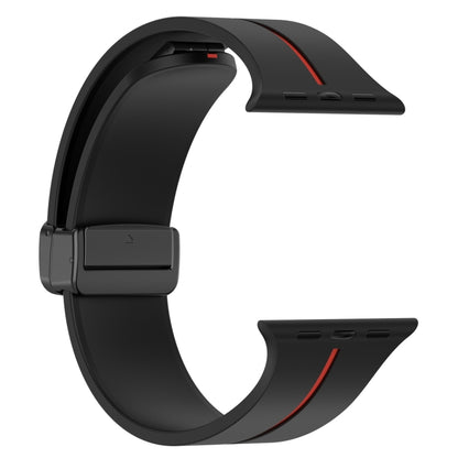 Two Color Folding Buckle Silicone Watch Band For Apple Watch 3 42mm(Black+Red) -  by PMC Jewellery | Online Shopping South Africa | PMC Jewellery