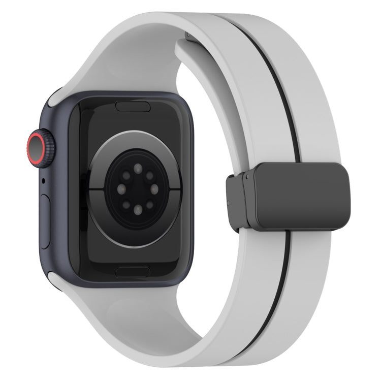 Two Color Folding Buckle Silicone Watch Band For Apple Watch 3 42mm(Light Grey+Black) -  by PMC TechLife | Online Shopping South Africa | PMC TechLife