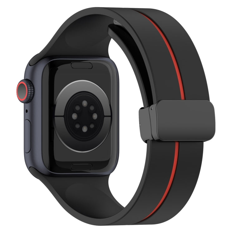 Two Color Folding Buckle Silicone Watch Band For Apple Watch 2 38mm(Black+Red) -  by PMC TechLife | Online Shopping South Africa | PMC TechLife