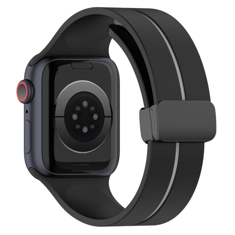 Two Color Folding Buckle Silicone Watch Band For Apple Watch 2 38mm(Black+Grey) -  by PMC TechLife | Online Shopping South Africa | PMC TechLife